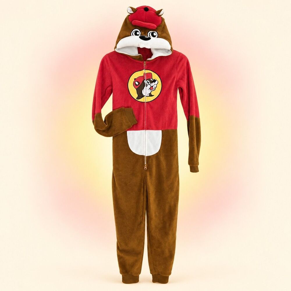 Buc-ee’s Beaver Kids Youth XS S Plush Hooded Halloween Costume Mascot Jumpsuit